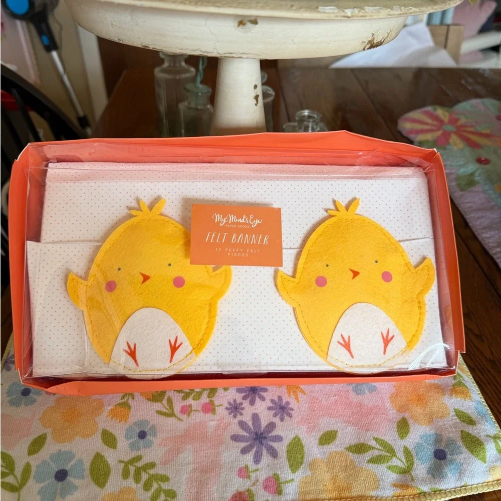 Yellow Chick Felt Banner - Cute Easter Decor 6 ft